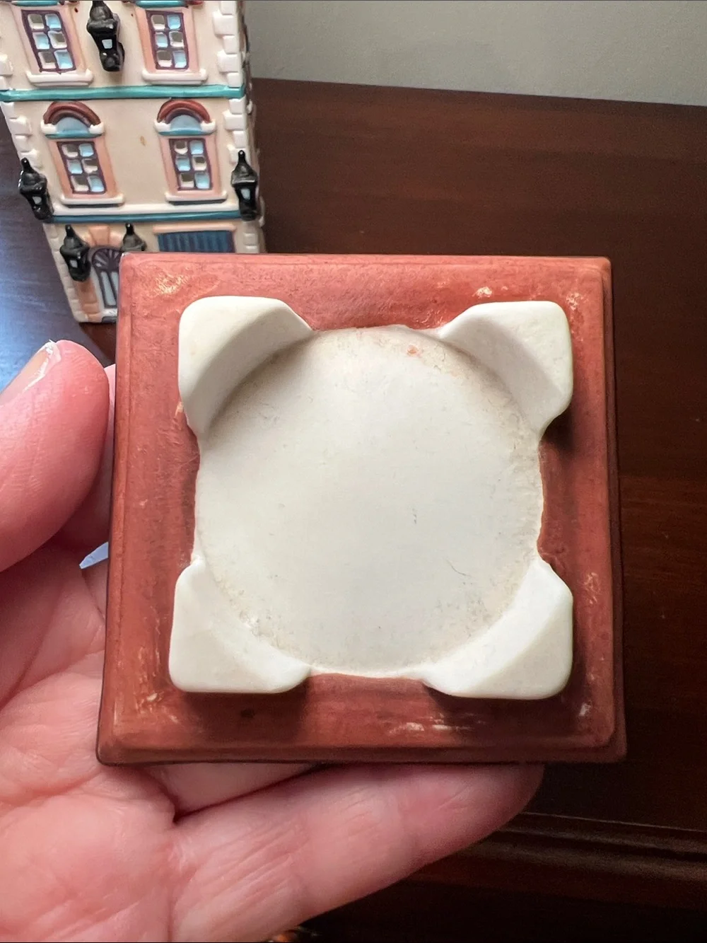 Vintage Cafe Prague House Shaped Tealight Candle Holder Hand Painted